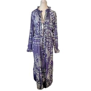 Incredible SHERIDAN FRENCH Maxi Dress Purple & Blue Designer Maxi Boho Resort